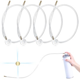 Kittmip 4 Pcs 4.5 mm Spray Tip Nozzle Extension Hose Fit 19.69 Inches/ 50 cm Spray Can Nozzle Fit for Aerosol Cans Supplies(360 Degree)