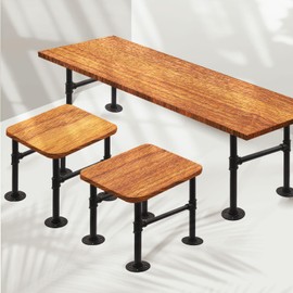 Itvexeme Industrial Pipe Table Leg Set, Iron Base Legs for Coffee Tables, Desks, NightstandVintage, Dark Grey Black Rough Pipes, 2pcs (30 Inch)