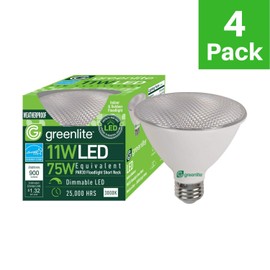 LED PAR30 Short Neck Dimmable Flood Light Bulb, 11W (75W Equivalent), 900 Lumens, 3000K Bright White, 120V, Indoor/Outdoor, Energy Star Certified, UL Listed (4 Pack)