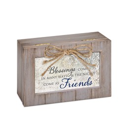Cottage Garden Blessings Nicest Friends Grey Distressed Locket Petite Music Box Plays Friend in Jesus