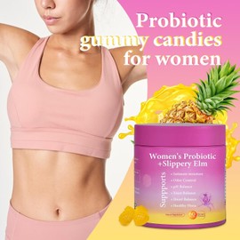 RINIUIN Feminine Probiotics Gummies for Women - Supports pH Balance, Gut Health & Immune System with Slippery Elm, Prebiotics & Lactobacillus Blend, Pineapple Flavor, 60 Gummies