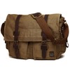Berchirly Men 14.7Inch Laptop Messenger Crossbody Bag Military Canvas Leather