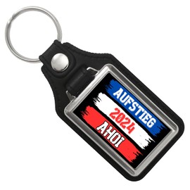 Kiel Aufstieg 2024 Keyring with Faux Leather Pendant with Saying Ahoi Port Coat of Arms City Football Fan Schleswig-Holstein Maritime Style for Ascendants Buddies, multicoloured