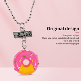 NUOBESTY Friendship Bracelets 3 Pcs Best Friend Necklaces Donuts Ice Cream Pendant Friendship Necklaces for 3 Girls Birthday Friends Sisters Jewlery (Best Friend Forever) Girl Toys