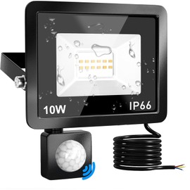 Phlbao LED Spotlight with Motion Sensor, 10 W, 1000 LM, IP65 Waterproof, 6500 K Cool White, Outdoor Light for Garden, Courtyards, Garage