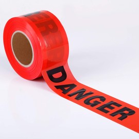 KINGPLAST Red DANGER Tape Roll - 3 Inch 1000 feet Non-Adhesive Caution Barrier Tape Sharp Red Safety Warning Tape for Construction Crime Scene