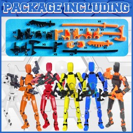 (Assembly Completed) 6PCS T13 Action Figure Set Already Assembled, 3D Printed 13 Robot Titan 13 Action Figure, T13 Action Figure Orange White Yellow Blue Red（6 Colors）