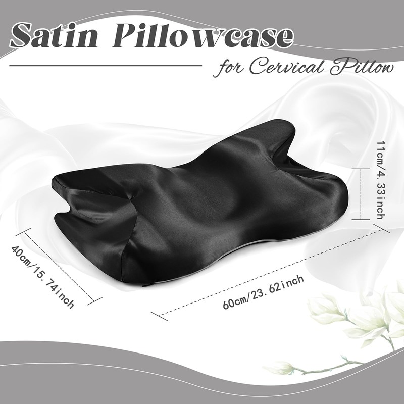 P Pothuiny 2 Pcs Satin Pillowcase for Cervical Pillow, Smooth