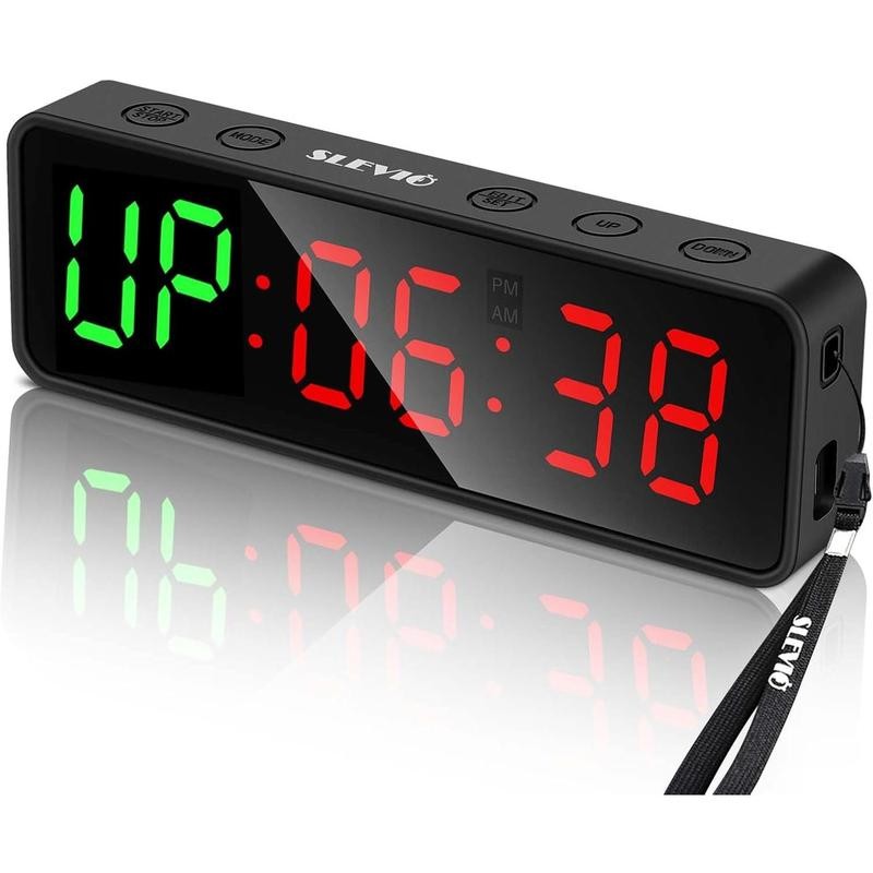 Small Gym Timer Clock, Stopwatch, Workout Interval Timer with Built-in