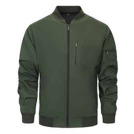 TOLOER Men's Lightweight Sportswear Jacket Full Zip Windproof Casual Windbreaker Jackets with Pockets Army Green XL