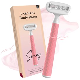 Carmesi Body Razor Swing | Schaukeln und schwenken entlang Ihrer Kurven | Feuchtigkeitsband mit Aloe Vera & Vit E, 2-Wege-Drehgelenk, einzigartiger diamantstrukturierter Griff | Pink Passion | 1