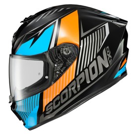ScorpionEXO R330 Full Face Motorcycle Helmet with Pinlock Ready Shield and Bluetooth Ready Speaker Pockets DOT ECE Approved Hawker (Light Blue - Large)