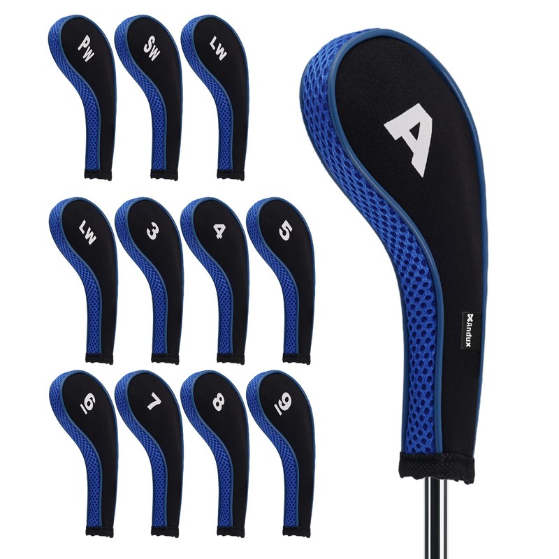 Andux Number Print Golf Iron Club Head Covers Long Neck