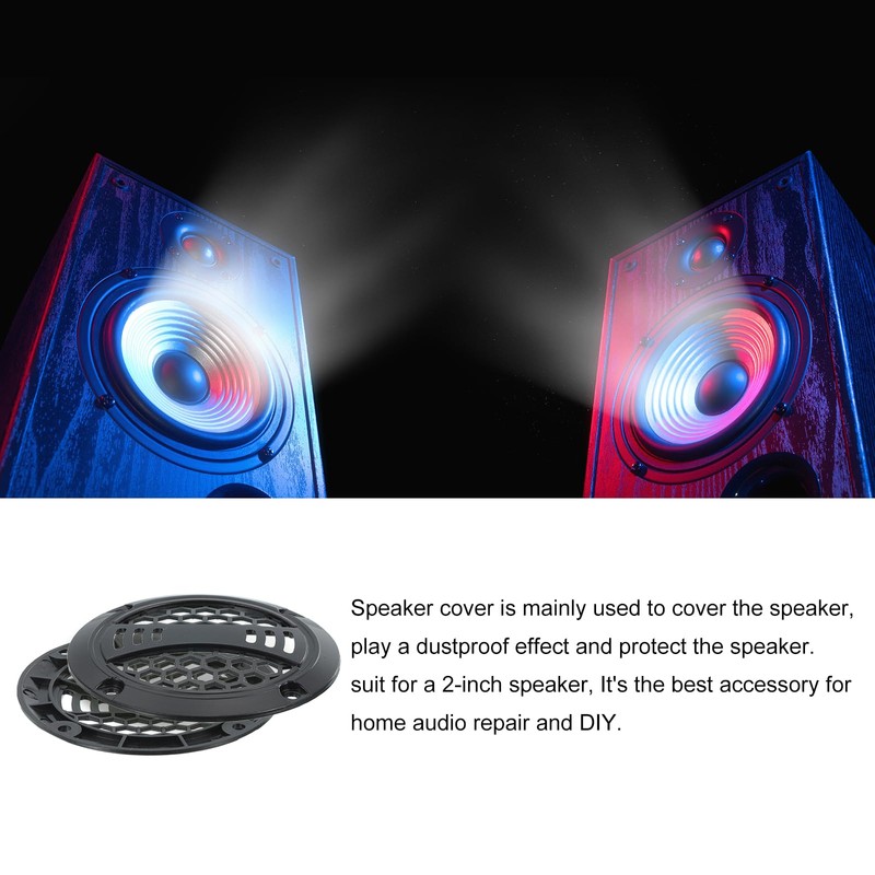 sourcing map 2 Pcs 2inch Black Speaker Grill Mesh Plastic