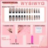 QQPPOLIU Long Square Press On Nails Black French Tip False