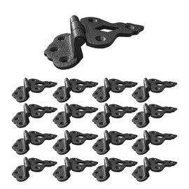 Renovators Supply Manufacturing Hoosier Black Cabinet Hinge 3/8 in Offset with Hardware Rust Resistant Wrought Iron Flush Mount Hinge for Kitchen Cabinets, Pack of 16