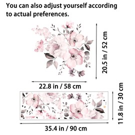 duoyif Wall Sticker Watercolour Flowers Vintage Wall Sticker Watercolour Flowers Wall Sticker Deco, Flower Blossom Plant Wall Sticker for Living Room Bedroom Children's Room Kitchen Furniture (58 x 52