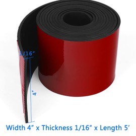 WochiTV Adhesive Solid Rubber Strips, 4" Wide x 1/16" Thick x 60" Long Self Stick Black Neoprene Rubber Rolls Perfect for DIY Insulation Cushion Gasket, Sealing, Liner, Weather Striping