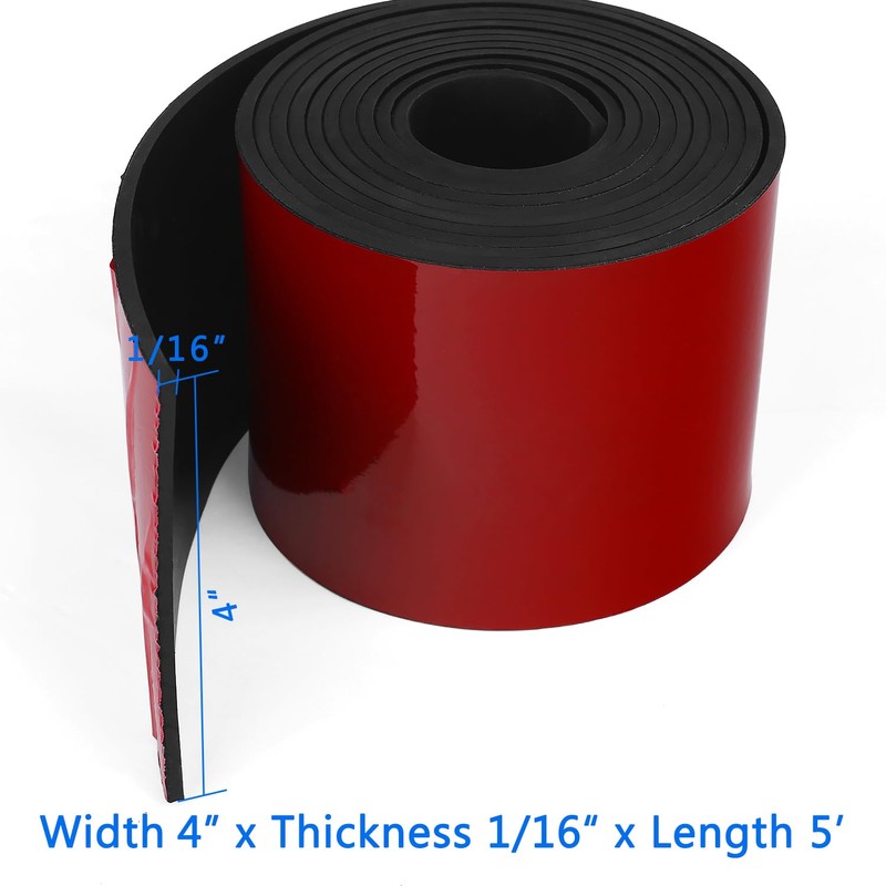 WochiTV Adhesive Solid Rubber Strips, 4" Wide x 1/16" Thick