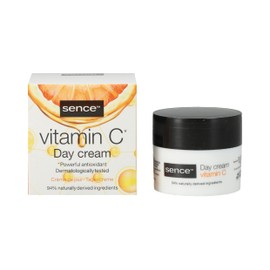 Sence Vitamin C Tagescreme, Gesichtscreme Damen, Gesichtscreme Männer - Feuchtigkeitscreme Gesicht, Tagespflege mit Zitronensäure und 4 Hyaluronsäuren, Vegan Beauty Skincare, (1 x 50ml)