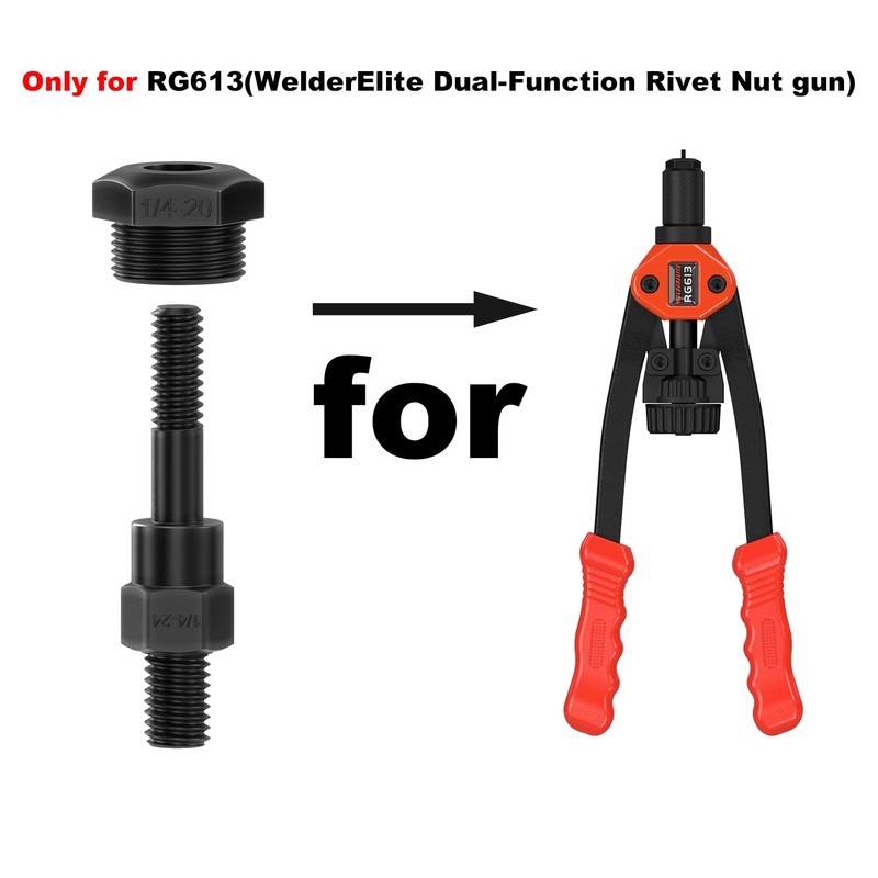 WelderElite Mandrels 1/4-20 (Accessories Dual-Function Rivet Gun RG613)-Only for RG613