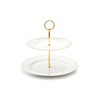 Gracie China Shop Gold Dots Fine Porcelain 2-Tier Server, 2-Tiered