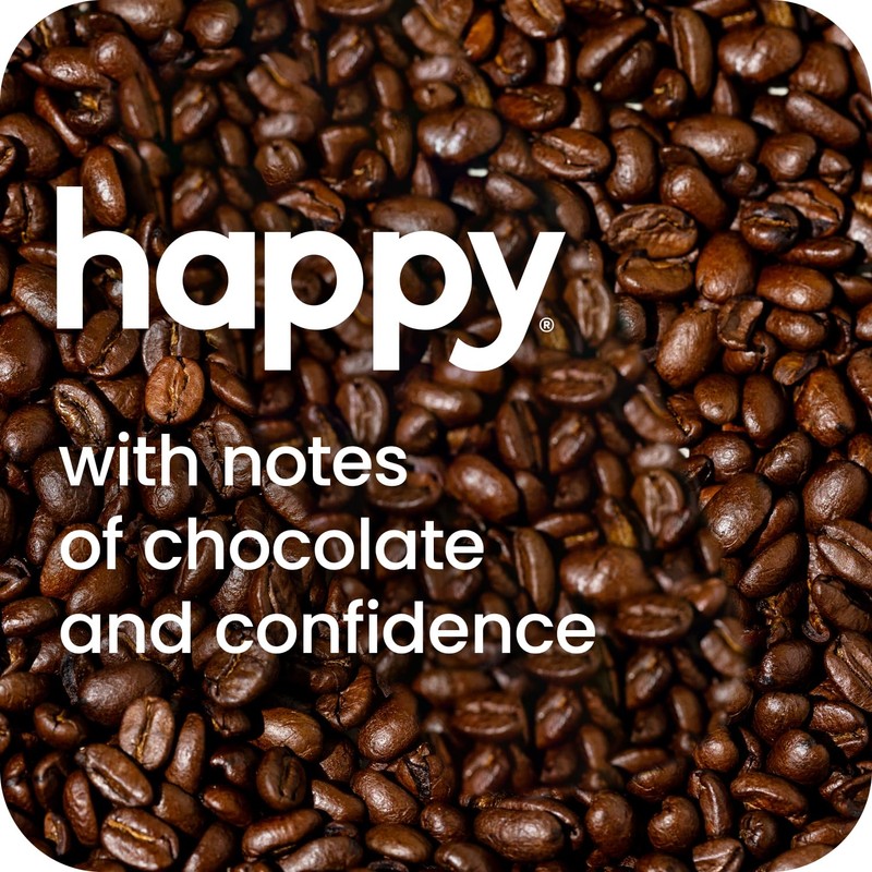 happy coffee medium roast coffee pods, 60 count, notes of