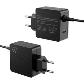 Ewent 45W USB C Netzteil PD Ladegerät Laptop Ladekabel Type C Adapter für MacBook,Lenovo,HP,Asus,Acer,Dell;Type C 45Watt PC Schnellladung Charger mit 1,5 Meter Kabel,zusätzliche USB-A-Buchse;Schwarz