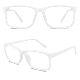 Happy Store CN12 Casual Fashion Basic Square Frame Clear Lens Eye Glasses for Women Men,Matte White