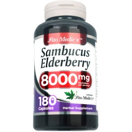 Lab - Elderberry - Sambucus Elderberry 8000 mg, 180 Capsules - Elderberry Capsules - Black Elderberry - Immune Support Supplement- Vitamins for Women and Men, Ultra high Absorption