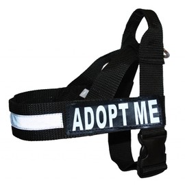 Adopt ME Nylon Strap Service Dog Harness No Pull Guide Assistance Comes with 2 Reflective Adopt ME Removable Patches. Please Measure Your Dog Before Ordering.