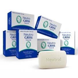Grisi Neutral Hypoallergenic Bar Soap – Fragrance-Free & Dye-Free for Face & Body – Gentle Moisturizing Wash for Sensitive Skin – pH-Balanced Natural Cleanser – 3.5 oz | 6-Pack