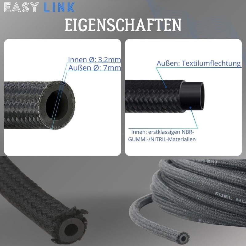 Easy Link Fuel Hose 3.2 mm 2 m Petrol Hose