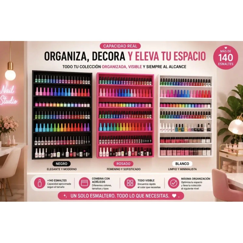 Esmaltero Exhibidor Maquillaje Multiusos Reforzado Con Tapa.