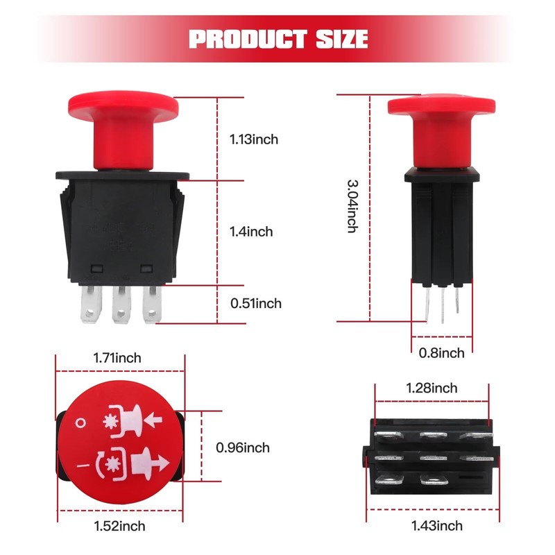 GRABOTE Upgrade 8 Terminals 10 AMP Clutch PTO Switch Replacement