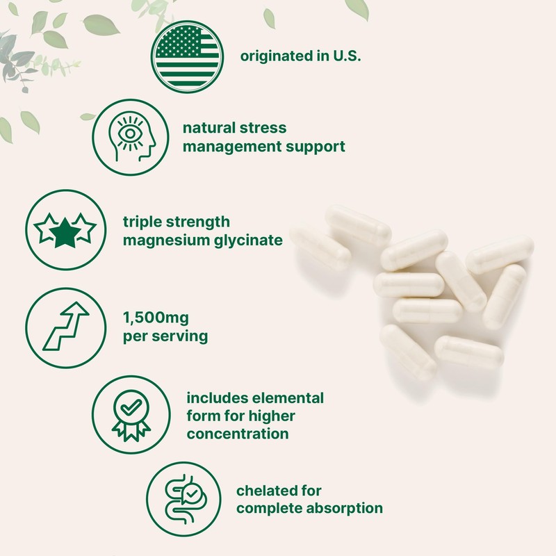 Triple Strength Magnesium Glycinate 1,500mg Per Serving, 240 Capsules |