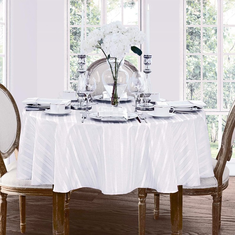(150cm x 210cm Oval, White) - Newbridge Satin Stripe Weave