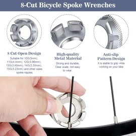 NAROSEBE Spoke Wrench Bicycle Made of Steel, Spoke Tensioner Bicycle Set, Bicycle Tool Nipple Tensioner, Bicycle Spoke Nipple Tensioner Universal for Bicycle, Bike