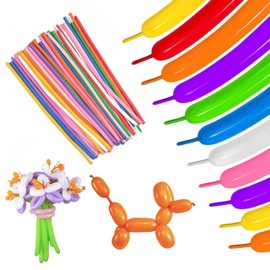 Lumjoy 100Pcs 260 Long Balloons Rainbow Assorted Mixed Color Thickening Skinny Latex Twisting Animals Modeling Magic Balloons for Weddings Birthdays Clowns Christmas Party Garland Decorations