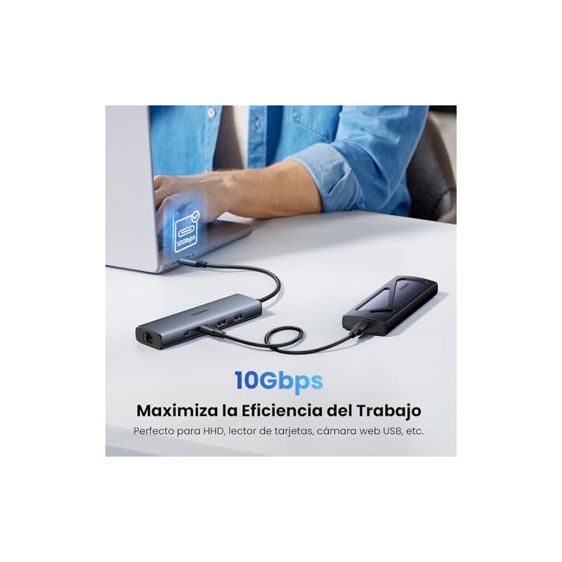 UGREEN Adaptador USB C a Ethernet 1000Mbps, 5 en 1