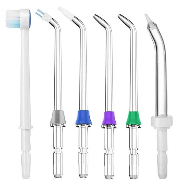6 Pcs Classic Jet Tip Set, Replacement Tips and Water Flossers and Brush Heads for Compatible Waterpik Water Flosser, Oral Irrigators Accessories