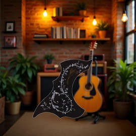 Black Self Adhesive Acoustic Guitar Pickguard Pick Guards Scratch Plate,Hummingbird and Water Shaped Self Adhesive, Cool Guitar Accessories Gifts Acoustic and Classical Guitar Parts(ZS379)
