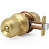 Moquin Round Ball Style Privacy Brushed Gold Door Knob, No