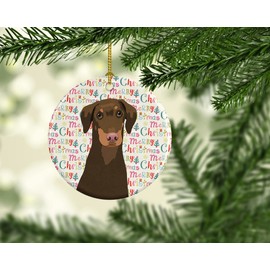 Caroline's Treasures Doberman Pinscher Red and Rust Natural Ears #2 Christmas Ceramic Ornament Christmas Tree Hanging Decorations for Home Christmas Holiday, Party, Gift, 3 in, Multicolor
