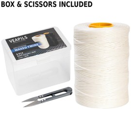 9-Ply White String Waxed Twine, 660 Feet per Roll Heavy Duty Twine String, White Cable Tie Down Wax Lacing Cord for Indoor or Outdoor Use,Thick White Twine Wax String with 160 LBS Tensile Strength (1)