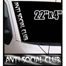 Antisocial Car Sticker Decal, Anti Social Sticker for Car, Truck, Windshield Banner Sticker 22 x 4 inches