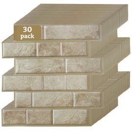 LOPYXBR 30 Sheets Brown Peel and Stick Backsplash 12x12 Inch PVC Wall Tiles Stick On Backsplash Tiles for Kitchen 3D Self Adhesive Wall Tiles Peel and Stick Wall Tiles for Bathroom, RV, Fireplace