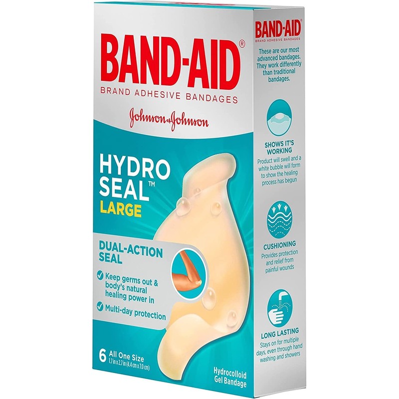 Band-Aid Hydro Seal, 6 Large Bandages Per Box (Pack of