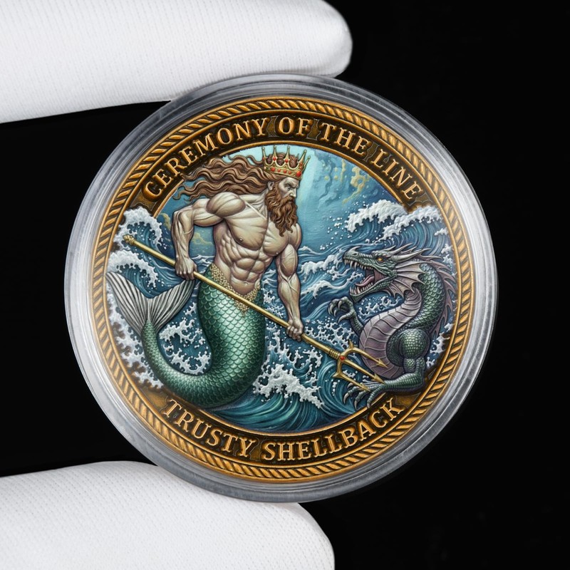 Navy Shellback Crossing The Line Challenge Coin – Trusty Shellback