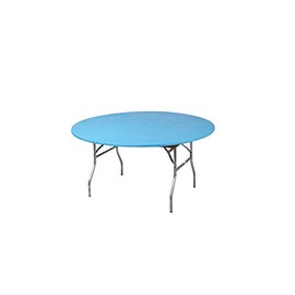 Kwik-Covers 60" Round Fitted Plastic Table Covers, Bundle of 5 (Light Blue)